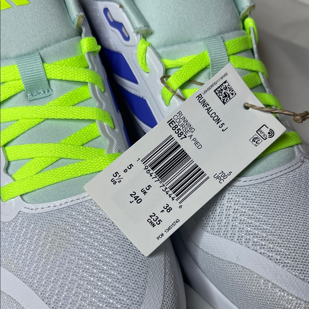 Adidas White with Neon Yellow and Blue Sneakers - Picture 8 of 8